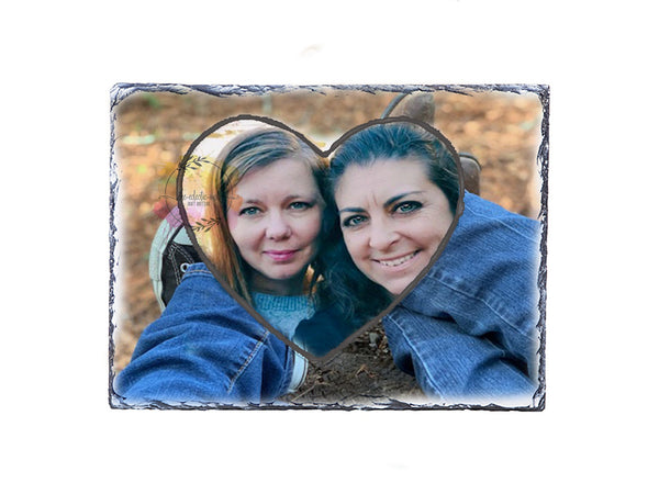 Photo Slate, 7.5x9.8 Inch, Chiseled Edge Heart Frame Slate Personalized Using Your Photograph, Photo Rock Slate, Gifts for Every Occasion