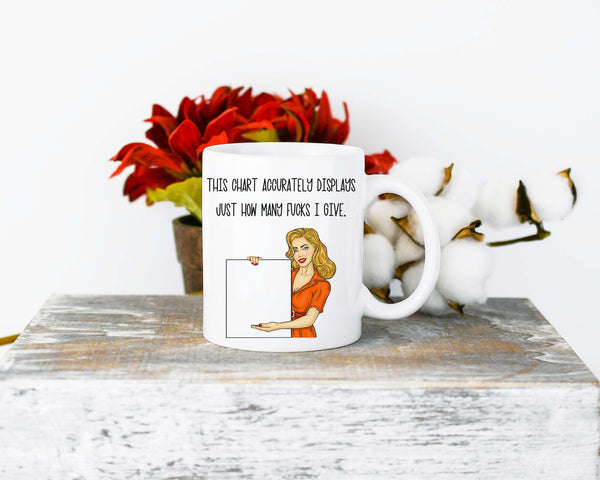 This Chart Accurately Displays Just How Many Fucks I Give - 11 or 15 oz Coffee Mug- Gifts for her- Funny Mug- Birthday Gift- Curse Word Mug