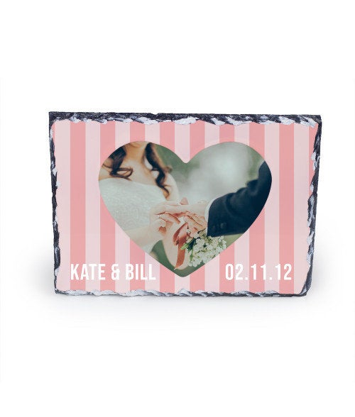 Photo Slate, 7.5x9.8 Inch, Chiseled Edge Heart Frame Slate Personalized Using Your Photograph, Photo Rock Slate, Gifts for Every Occasion